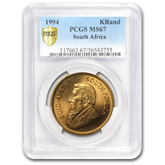 1994 South Africa 1 oz Gold Krugerrand MS-67 PCGS 1994 South Africa 1 oz Gold Krugerrand MS-67 PCGS